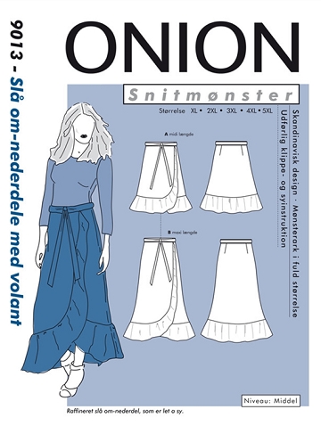 Onion 9013 - Slå om-nederdel med volant (plus size)