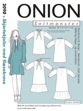 Onion 2090 - kjole i fast stof med flæsekrave