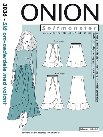 Onion 3036 - Slå om-nederdel med volant